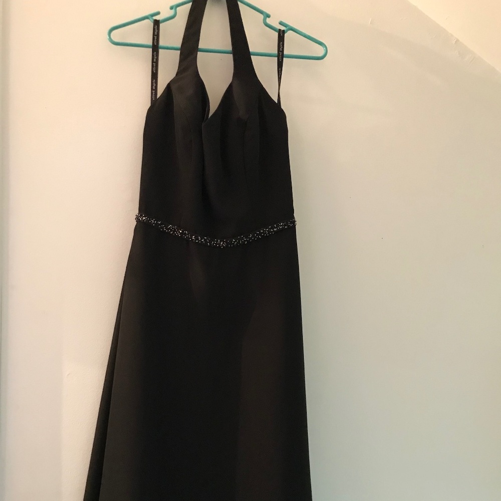 🍓EUC Black Tie Tea Length Alfred Angelo Halter Chiffon Formal Evening Gown